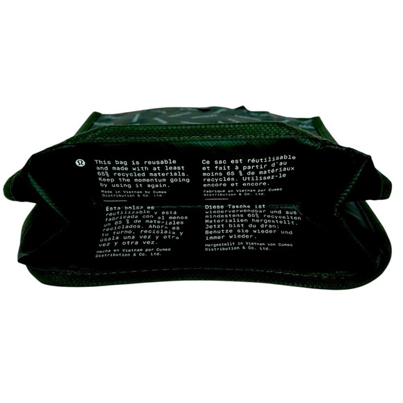 LULULEMON ATHLETICA Reusable Shopping Tote bag Dark Green White Logo Like new - Picture 6 of 6